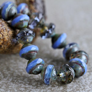 30 Picasso Cornflower Blue Saturn Bead Mix 8x10mm Czech Glass Beads Jewelry Making Fire Polished Central Cut Beads Saucer Beads Perles image 8