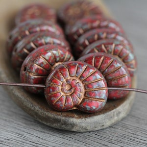 10 Copper Washed Picasso Opaque Red Glass Large Glass Fossil Beads 17x13mm Czech Glass Beads for Jewelry Making Perlen Perles image 4