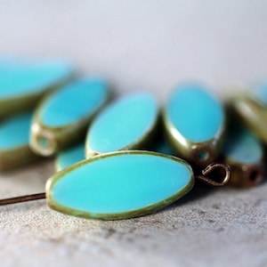 12 Rustic Picasso Turquoise Spindle Beads 18x7mm Czech Glass Beads for Jewelry Making Picasso Table Cut Beads Perles Perlen Perline 捷克玻璃珠
