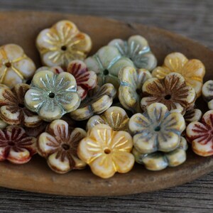50 Picasso Finished Multicolour Washed Glass FLOWER CUP Bead MIX 10mm Czech Glass Beads for Jewelry Making Glass Flower Beads image 4