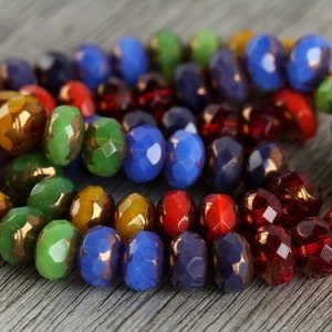 60pcs Rainbow RONDELLE Bead MIX Gold Lustred Opal Multicolour Glass 6x8mm Czech Glass Beads For Jewelry Making Fire Polished Beads 6 colours image 6