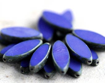 12 Picasso Opaque Lapis Spindle Beads 18x7mm DIY Czech Glass Beads Jewelry Making Spindle Table Cut Beads Perles Perlen Чешские Бусины 捷克玻璃珠