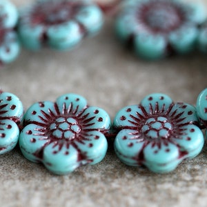 14 ANEMONE FLOWER Bead 14mm Red Washed Blue Beads for Jewelry Making Glass Flower Beads Perles Perlen image 4