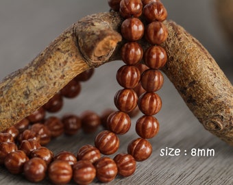 25 Medium Brown Picasso Opaque Glass Fluted Round MELON Beads 8mm Czech Glass Beads for Jewelry Making Fluted Round Beads