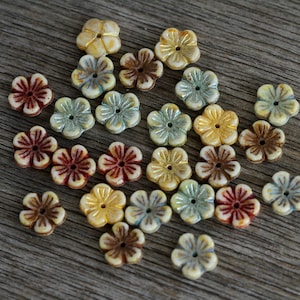 50 Picasso Finished Multicolour Washed Glass FLOWER CUP Bead MIX 10mm Czech Glass Beads for Jewelry Making Glass Flower Beads image 9