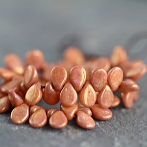 100 Rose Gold Lustred Pip Beads 5x7mm  Czech Glass Beads For Jewelry Making  Perles  Perlen