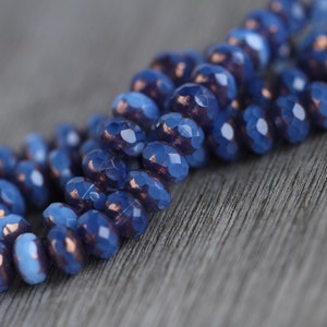 30 Bronze Lustre Opal Periwinkle Blue Glass RONDELLE Beads 6x8mm Czech Glass Beads for Jewellery Making Fire Polished Beads Perles Perlen image 9