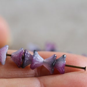 100 Lilac/Grey Coated Baby Bell Flower Beads 5x8mm Czech Glass Beads Jewelry Making Glass Flower Cup Beads Perles Perlen Perline image 6