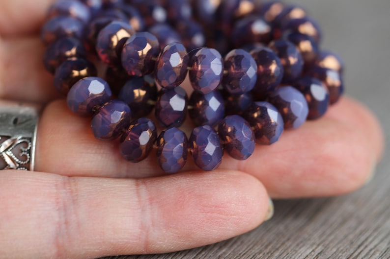30 Bronze Lustre Opal Purple Glass RONDELLE Beads 6x8mm Czech Glass Beads for Jewellery Making Fire Polished Beads Perles Perlen Perline image 10