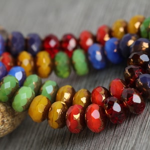 60pcs Rainbow RONDELLE Bead MIX Gold Lustred Opal Multicolour Glass 6x8mm Czech Glass Beads For Jewelry Making Fire Polished Beads 6 colours image 9