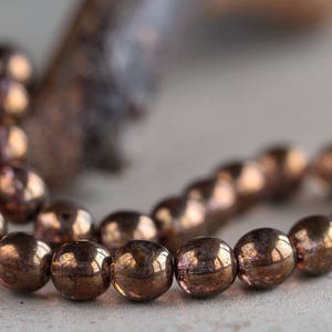 50 Bronze Amethyst Lustered Druk Beads 8mm  Czech Glass Beads For Jewelry Making  Glass Round Spacer