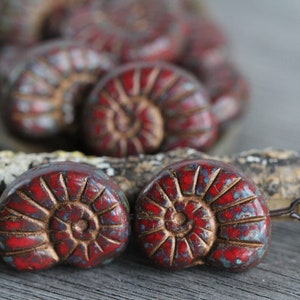 10 Copper Washed Picasso Opaque Red Glass Large Glass Fossil Beads 17x13mm Czech Glass Beads for Jewelry Making Perlen Perles image 5