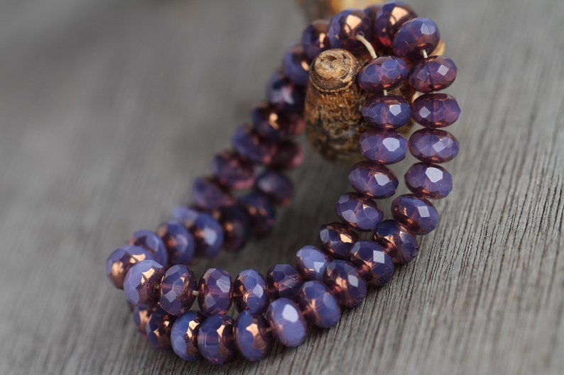 30 Bronze Lustre Opal Purple Glass RONDELLE Beads 6x8mm Czech Glass Beads for Jewellery Making Fire Polished Beads Perles Perlen Perline image 2
