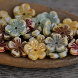 50 Picasso Finished Multicolour Washed Glass FLOWER CUP Bead MIX 10mm Czech Glass Beads for Jewelry Making Glass Flower Beads image 2