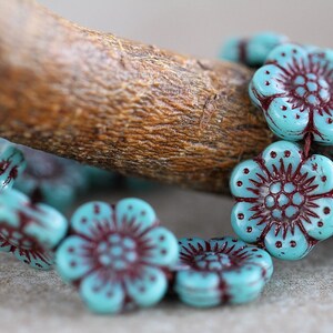 14 ANEMONE FLOWER Bead 14mm Red Washed Blue Beads for Jewelry Making Glass Flower Beads Perles Perlen image 3