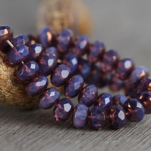 30 Bronze Lustre Opal Purple Glass RONDELLE Beads 6x8mm  Czech Glass Beads for Jewellery Making  Fire Polished Beads  Perles Perlen Perline