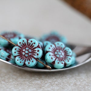 14 ANEMONE FLOWER Bead 14mm Red Washed Blue Beads for Jewelry Making Glass Flower Beads Perles Perlen image 8