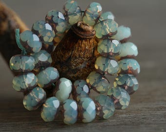 30pcs Bronzed Opal Pale Yellow/Peridot Glass RONDELLE Beads 6x9mm Czech Glass Beads for Jewelry Making Fire Polished Spacer Bead   チェコガラスビーズ