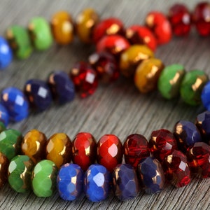 60pcs Rainbow RONDELLE Bead MIX Gold Lustred Opal Multicolour Glass 6x8mm Czech Glass Beads For Jewelry Making Fire Polished Beads 6 colours image 5