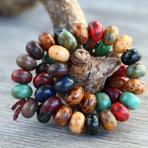 60pcs Rustic Picasso Multicolour Opaque Glass DONUT MIX 6x9mm Czech Glass Beads Pressed Beads Picasso Glass Beads Perles Perlen Perline image 3