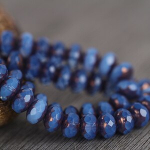 30 Bronze Lustre Opal Periwinkle Blue Glass RONDELLE Beads 6x8mm Czech Glass Beads for Jewellery Making Fire Polished Beads Perles Perlen image 5