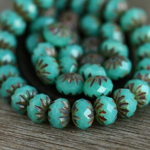 20 Rustic Picasso Opal Chrysoprase Glass CRUELLA RONDELLE Beads 7x10mm Czech Glass Beads for Jewellery Making Fire Polished Perles Perlen image 8