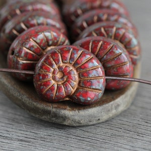 10 Copper Washed Picasso Opaque Red Glass Large Glass Fossil Beads 17x13mm Czech Glass Beads for Jewelry Making Perlen Perles image 3