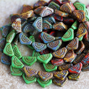 50 Tribal Rustic Picasso TRIANGULAR Bead Mix2 12x7mm Czech Glass Beads For Jewelry Making Perles Perlen Perline