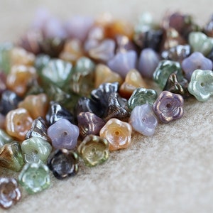 110 Soft Purple Sage Bell Flower Beads 6x8mm MIX Czech Glass Beads for Jewelry Making Glass Flower Beads Perles Perlen image 4
