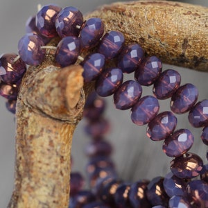 30 Bronze Lustre Opal Purple Glass RONDELLE Beads 6x8mm Czech Glass Beads for Jewellery Making Fire Polished Beads Perles Perlen Perline image 5