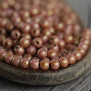 300 Stk Bronzefarben Beige/Rosa Lustred Opak Weiß Glas RUNDE DRUK Perlen 3 mm Tschechische Glasperlen für die Schmuckherstellung Glas Runde Spacer Perlen