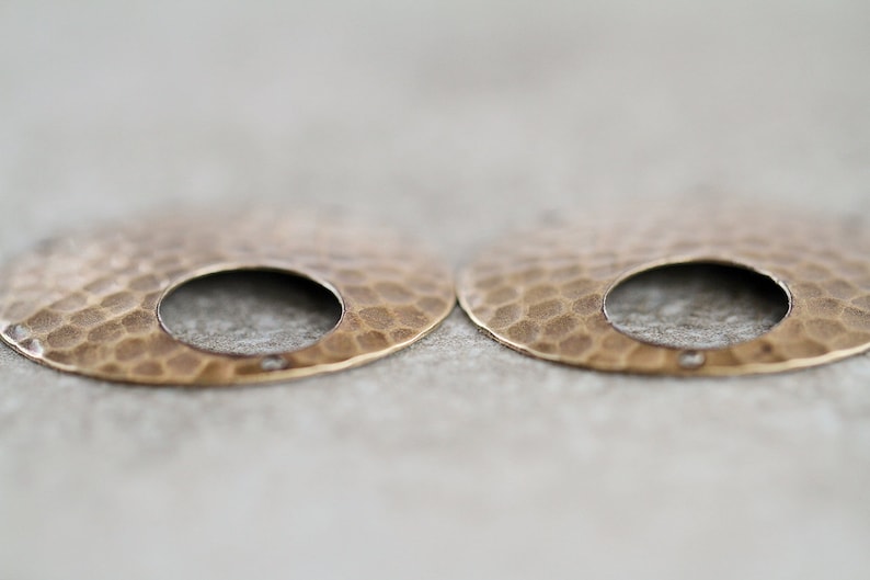 6 Antique Brass Hammered Round CONNECTORS 34mm Earring Findings For Jewelry Making Chandelier Jewelry Components Made in USA