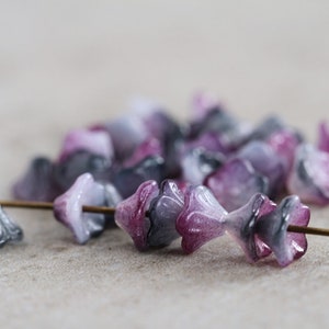 100 Lilac/Grey Coated Baby Bell Flower Beads 5x8mm Czech Glass Beads Jewelry Making Glass Flower Cup Beads Perles Perlen Perline image 2