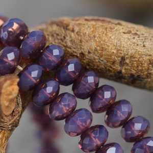 30 Bronze Lustre Opal Purple Glass RONDELLE Beads 6x8mm Czech Glass Beads for Jewellery Making Fire Polished Beads Perles Perlen Perline image 7