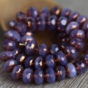 30 Bronze Lustre Opal Purple Glass RONDELLE Beads 6x8mm Czech Glass Beads for Jewellery Making Fire Polished Beads Perles Perlen Perline image 3