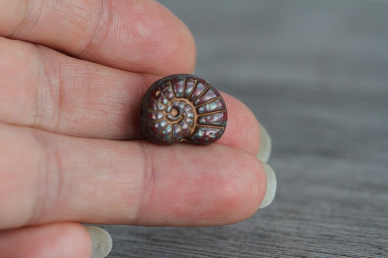 10 Copper Washed Picasso Opaque Red Glass Large Glass Fossil Beads 17x13mm Czech Glass Beads for Jewelry Making Perlen Perles image 7