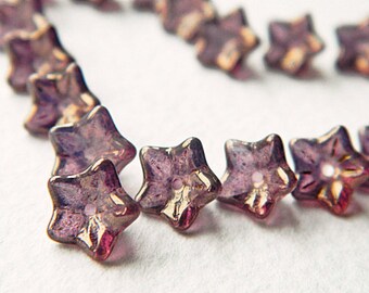 50 Pastel Bronzed Lilac Glass Trumpet Flower Beads 8x5mm Perles Perlen Perline Czech Glass Beads for Jewelry