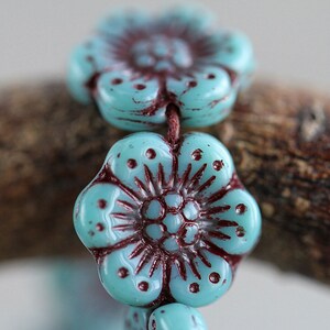 14 ANEMONE FLOWER Bead 14mm Red Washed Blue Beads for Jewelry Making Glass Flower Beads Perles Perlen image 5