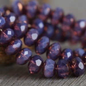 30 Bronze Lustre Opal Purple Glass RONDELLE Beads 6x8mm Czech Glass Beads for Jewellery Making Fire Polished Beads Perles Perlen Perline image 8