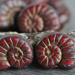 10 Copper Washed Picasso Opaque Red Glass Large Glass Fossil Beads 17x13mm Czech Glass Beads for Jewelry Making Perlen Perles image 6