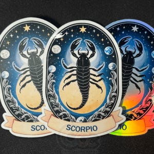 Sticker sterrenbeeld Schorpioen in mat/glanzend/holografisch - maten: 2,5" / 3,5"