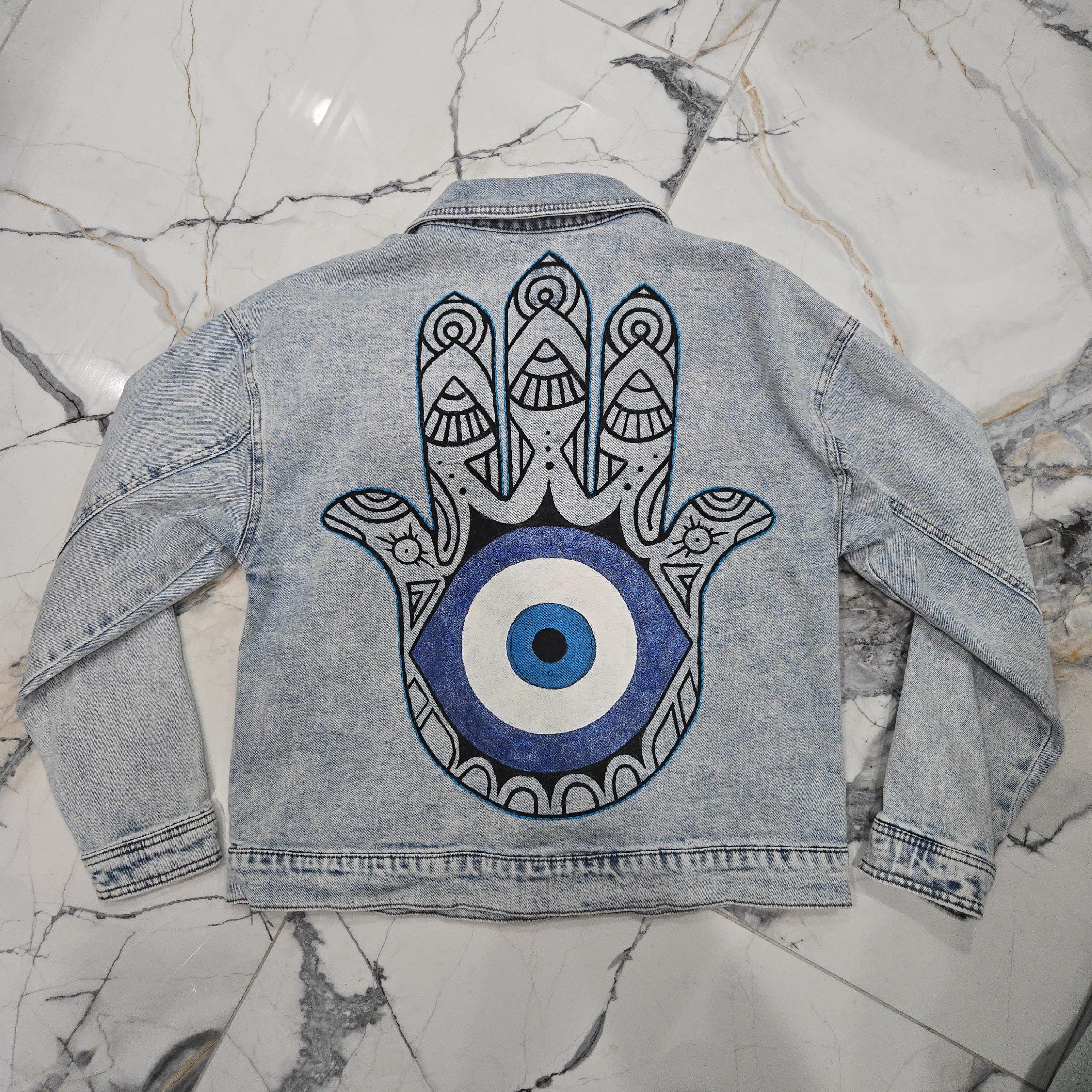 Ojo Turco Chamarras De Mezclilla Pintadas Evil Eye Jean Jacket México