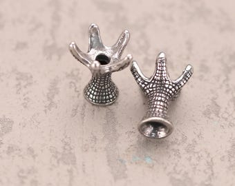 1pc Stainless Steel Claw Charm: Textured Punk Viking Bead Pendant