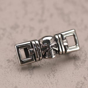 Silver Stainless Steel Skull Buckle Charm | Beads for Jewelry Making, Perfect for Bracelets, Necklaces, and Paracord Accessories