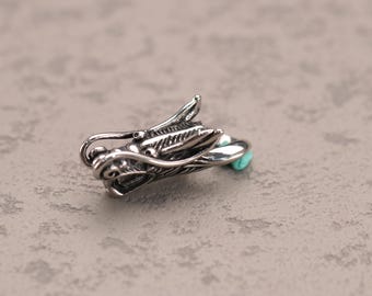 Silver Stainless Steel Dragon Charm Bead | Intricate Craft Bead for DIY Jewelry Making, Suitable for Bracelets and Necklaces