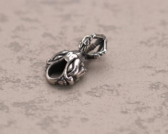 Silver Stainless Steel Vintage Dragon Claw Pendant Bead | Ornate 3D with Scales and Hollow Details, for Unique Jewelry and Craft Projects