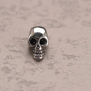 Silver Stainless Steel Skull Bead with Hollow Eyes | Unique Jewelry Making Charm, Ideal for Gothic Bracelets and Pendants