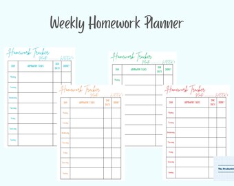 Weekly Homework Planner | Student Assignment Tracker (PDF Download)