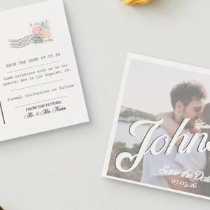 Vintage Postcard Save the Date Template