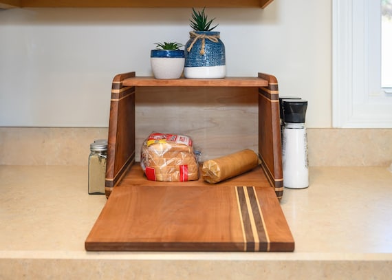 Handcrafted Wooden Bread Box / Mid-Century Modern Countertop Storage / Artisan Kitchen Decor